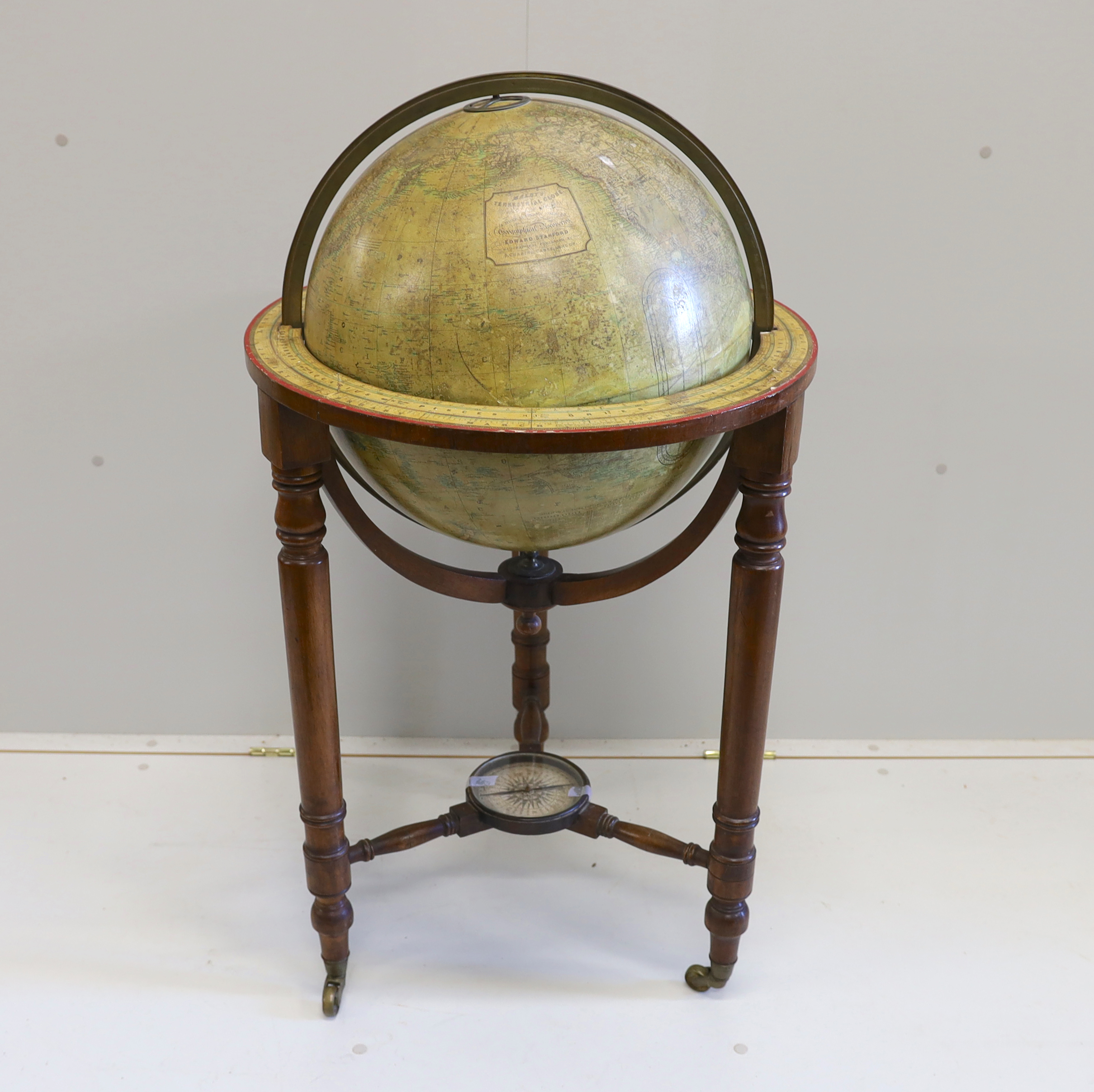 A 19th century Malby 18 inch library globe on stand